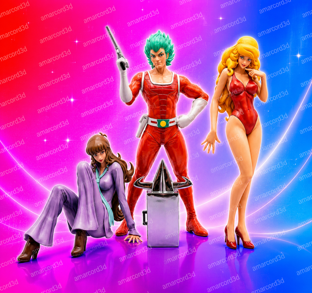 Daitarn 3 Diorama Trio figura resina 23cm dipinto a mano - Amarcord3D