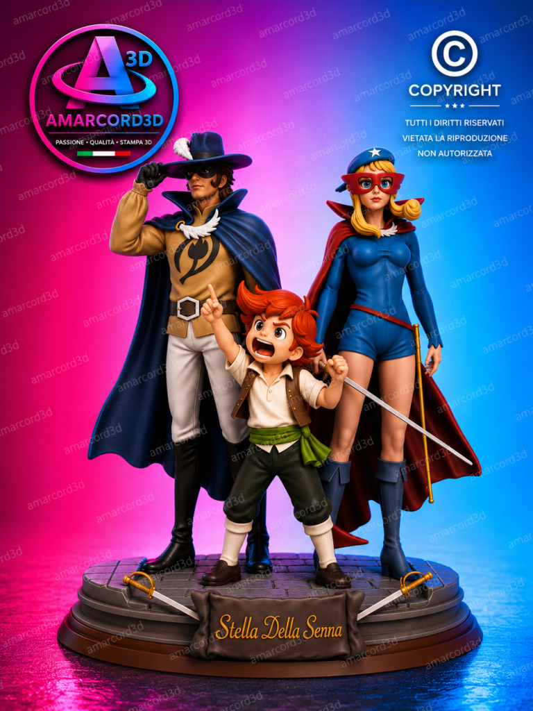 Il Tulipano Nero La Stella della Senna Diorama TRIO Fan Art Action Figure in Resina 3D Diorama 20 cm Dipinto a Mano