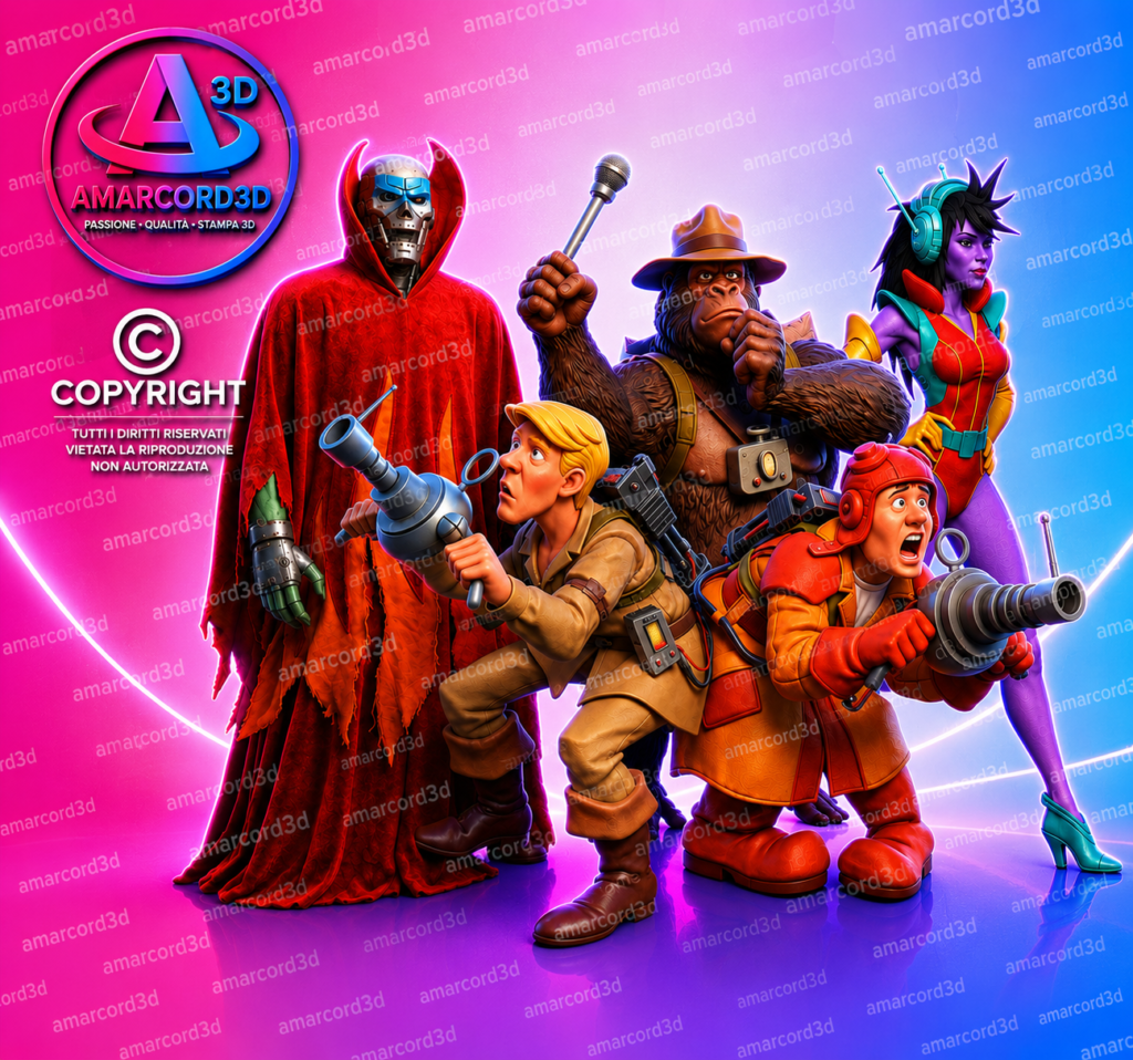 Ghostbusters Filmation diorama resina 21cm dipinto a mano - Amarcord3D