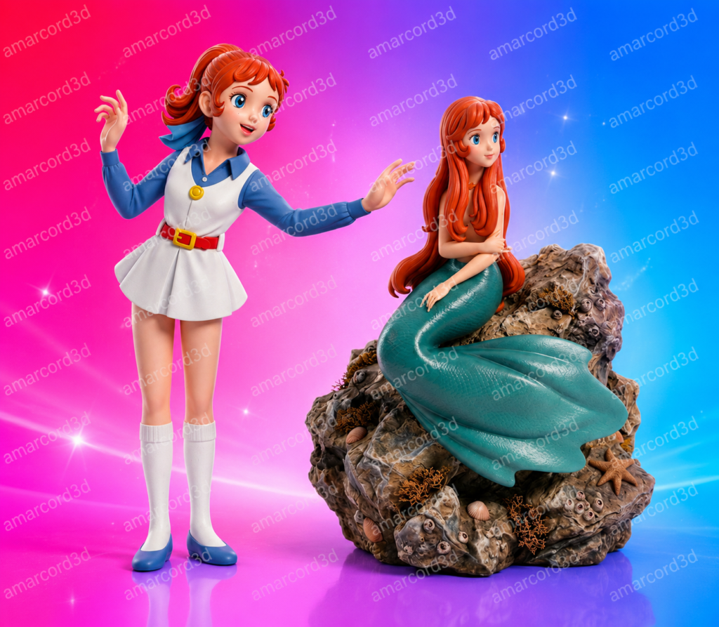 Ginny Sirenetta Una Sirenetta fra Noi figura resina 16cm dipinta a mano - Amarcord3D