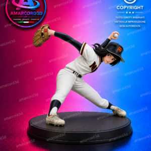 Pat La Ragazza Del Baseball Fan Art Action Figure in Resina 3D Diorama 18 cm Dipinto a Mano
