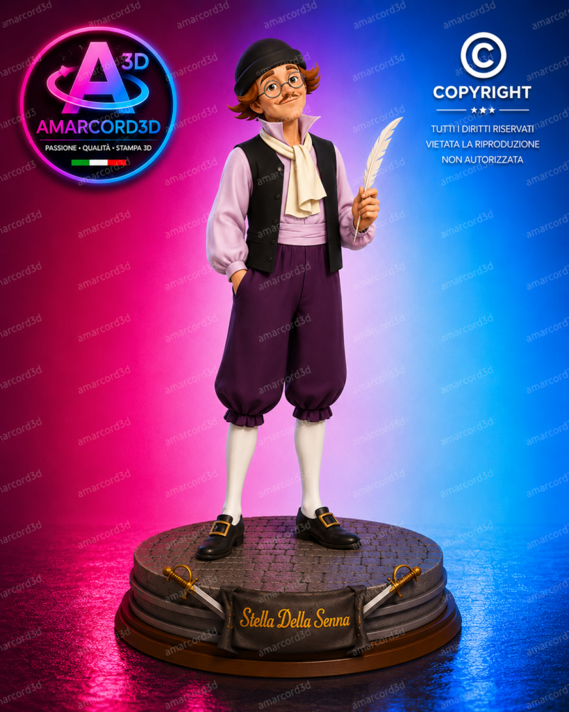 Il Tulipano Nero Charlot  della Senna Fan Art Action Figure in Resina 3D Diorama 18 cm Dipinto a Mano