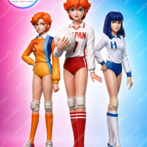 Mila e Shiro , NAMI E  KAORI TRIO  Due cuori nella pallavolo Fan Art Action Figure in Resina 3D Diorama 18 cm Dipinto a Mano